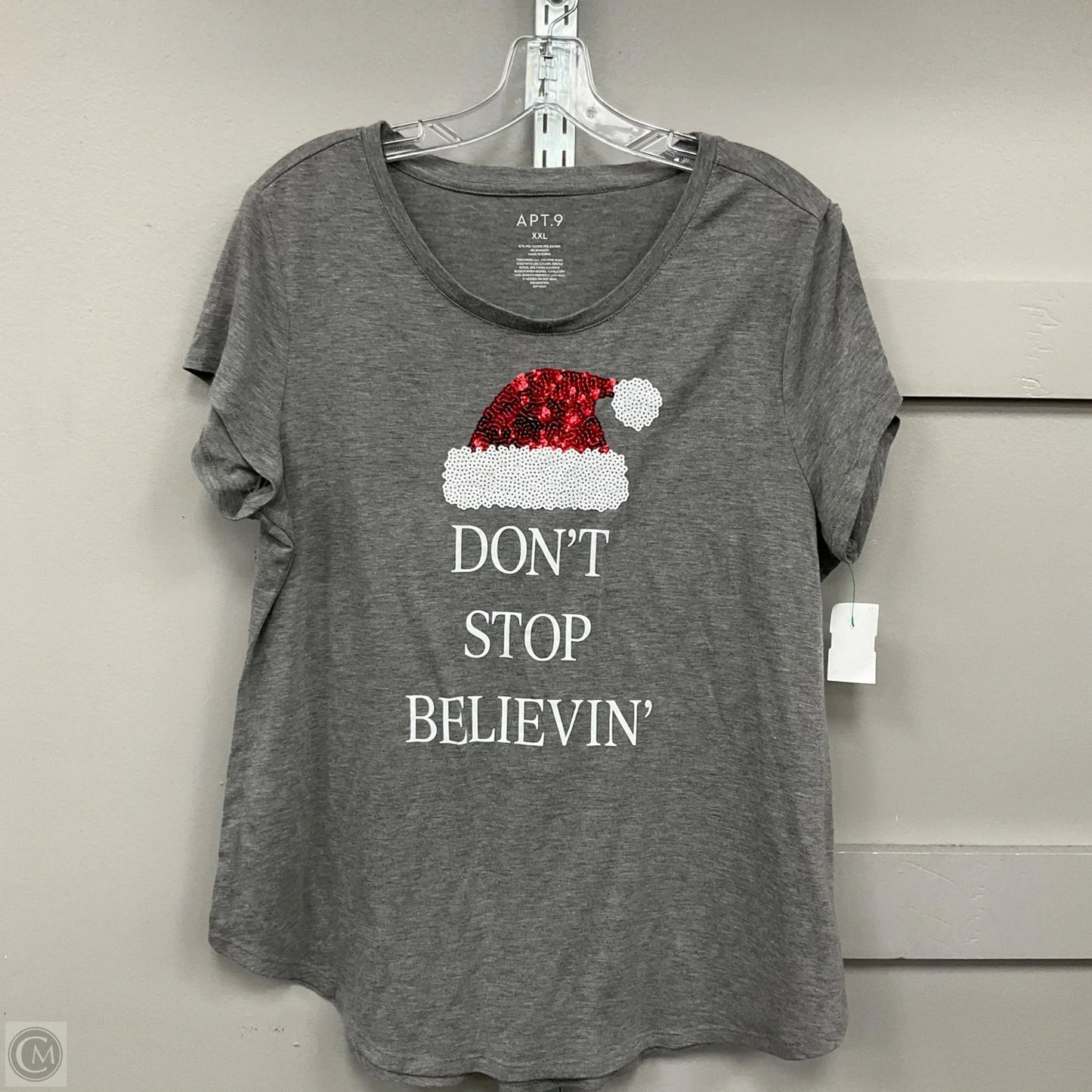 Top Short Sleeve By Apt 9 In Grey, Size: Xxl