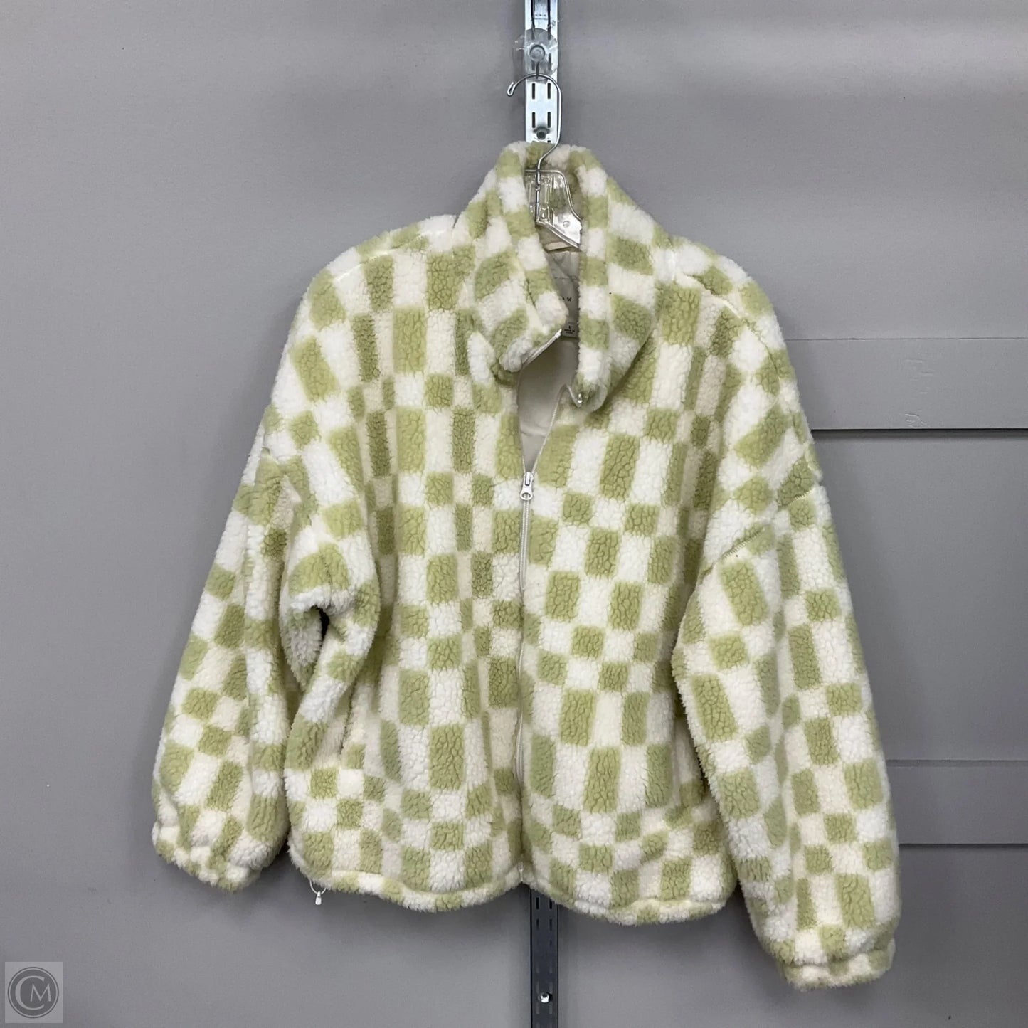 Jacket Faux Fur & Sherpa By A New Day In Green & White, Size: L