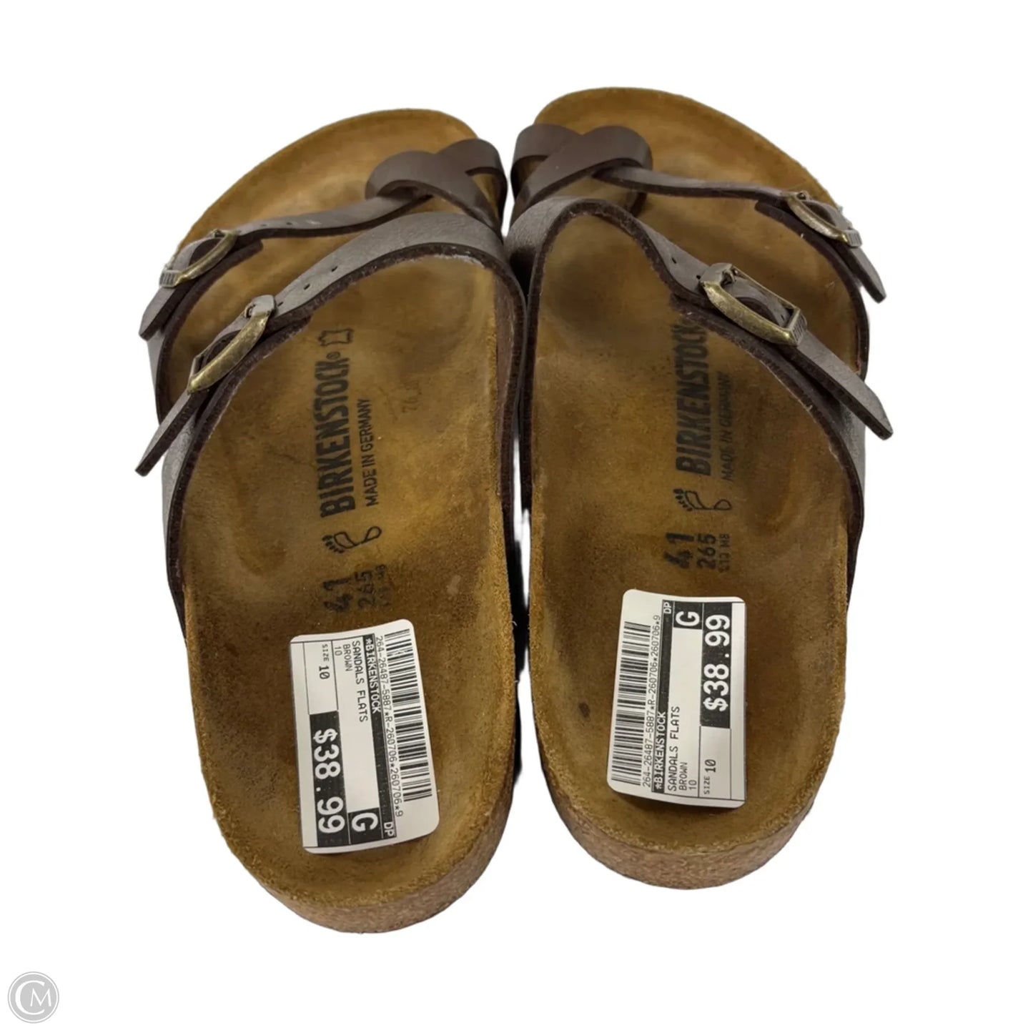 Sandals Flats By Birkenstock In Brown, Size: 10