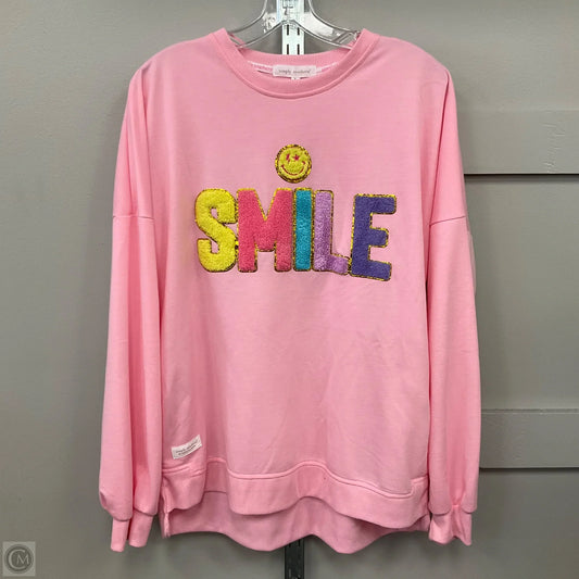 Sweatshirt Crewneck By Simply Southern In Pink, Size: L