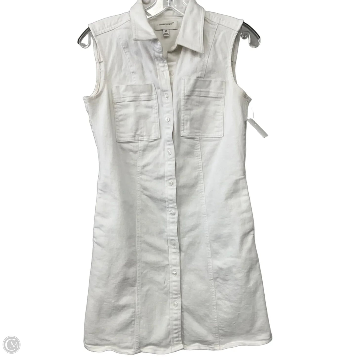 Dress Casual Midi By Banana Republic In White Denim, Size: Xs