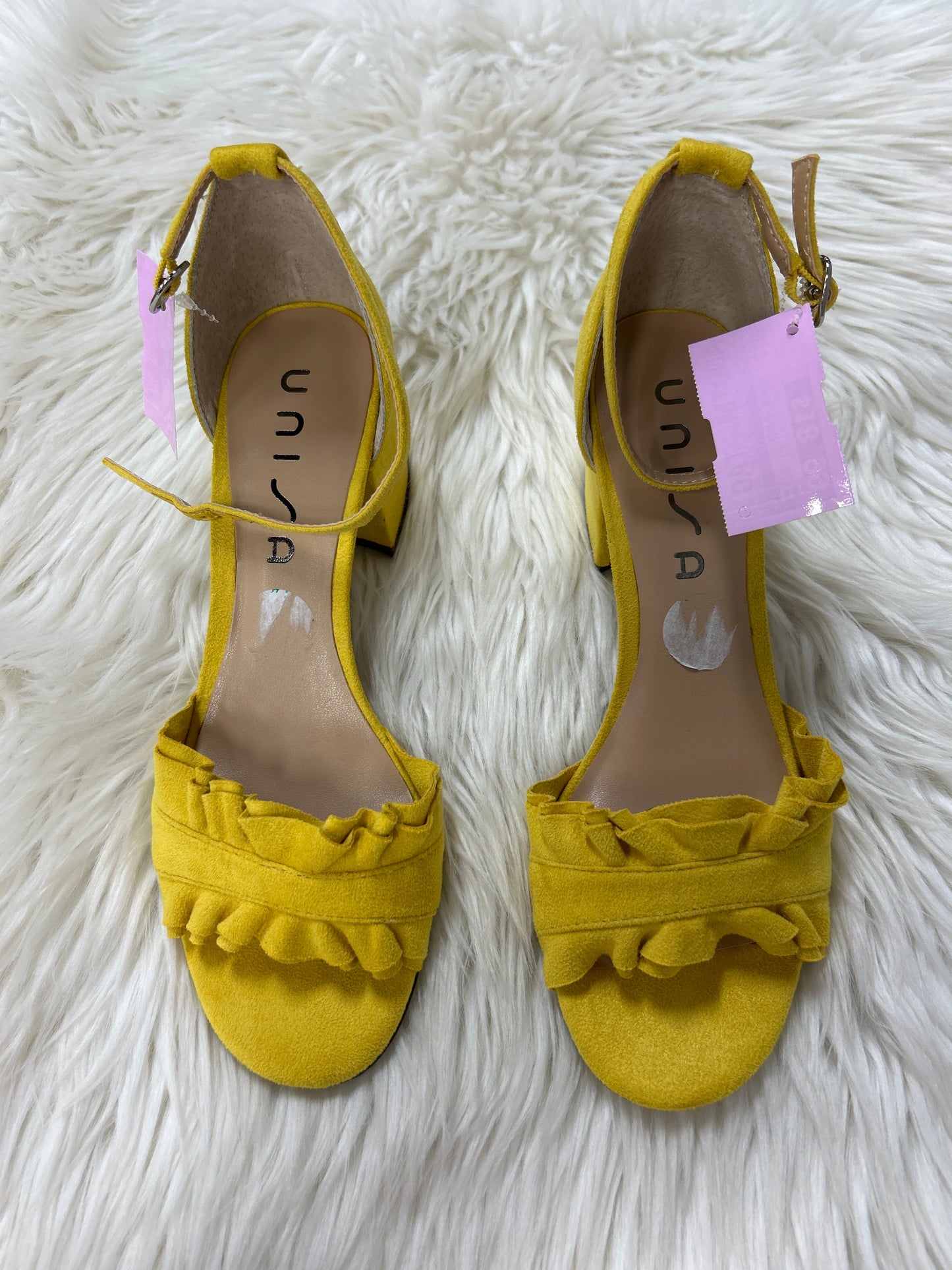 Sandals Heels Block By Unisa In Yellow, Size:8