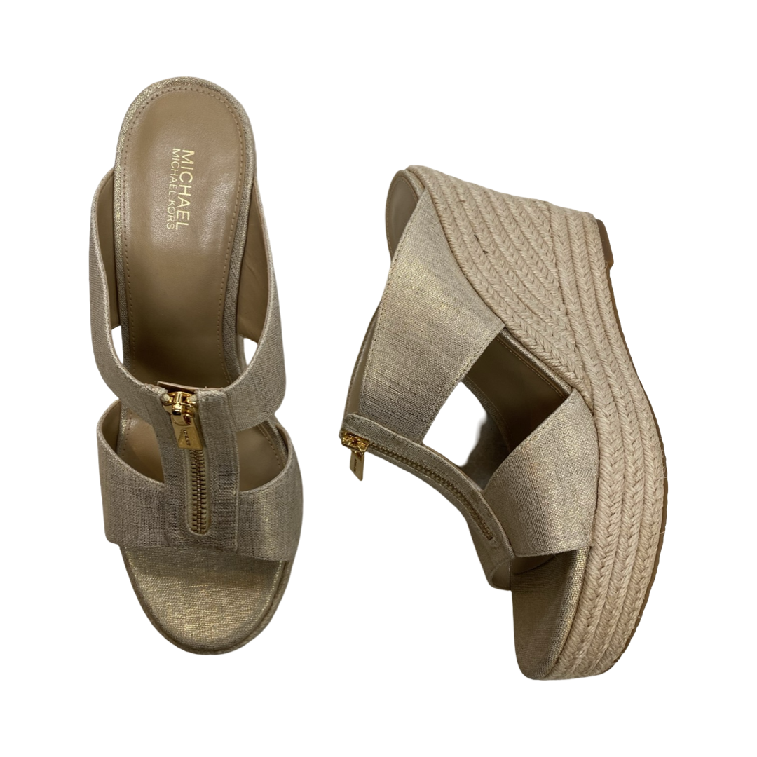 Sandals Heels Platform By Michael By Michael Kors In Gold, Size:9.5