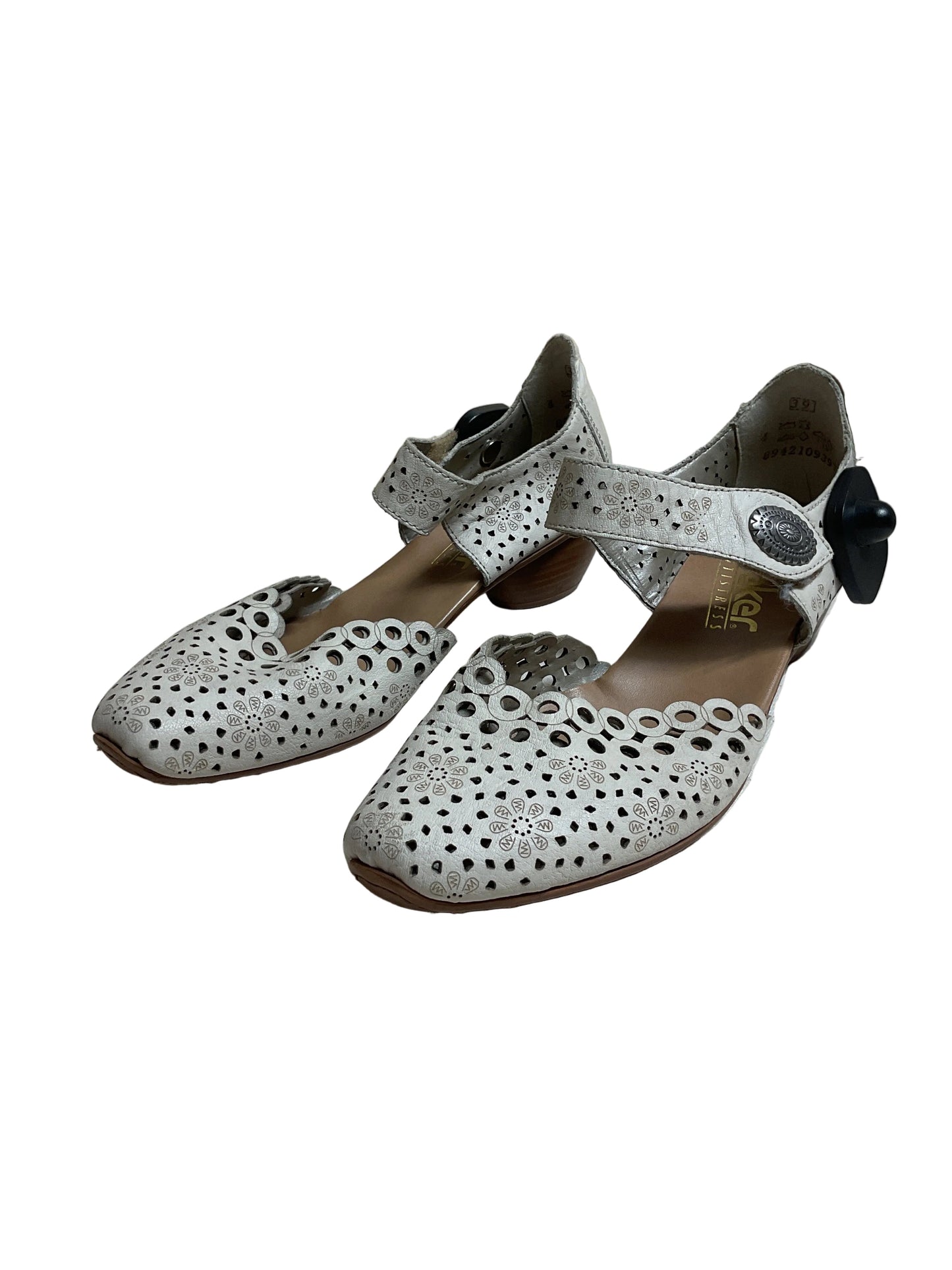 Shoes Heels Block By Riekers In Cream, Size:8.5