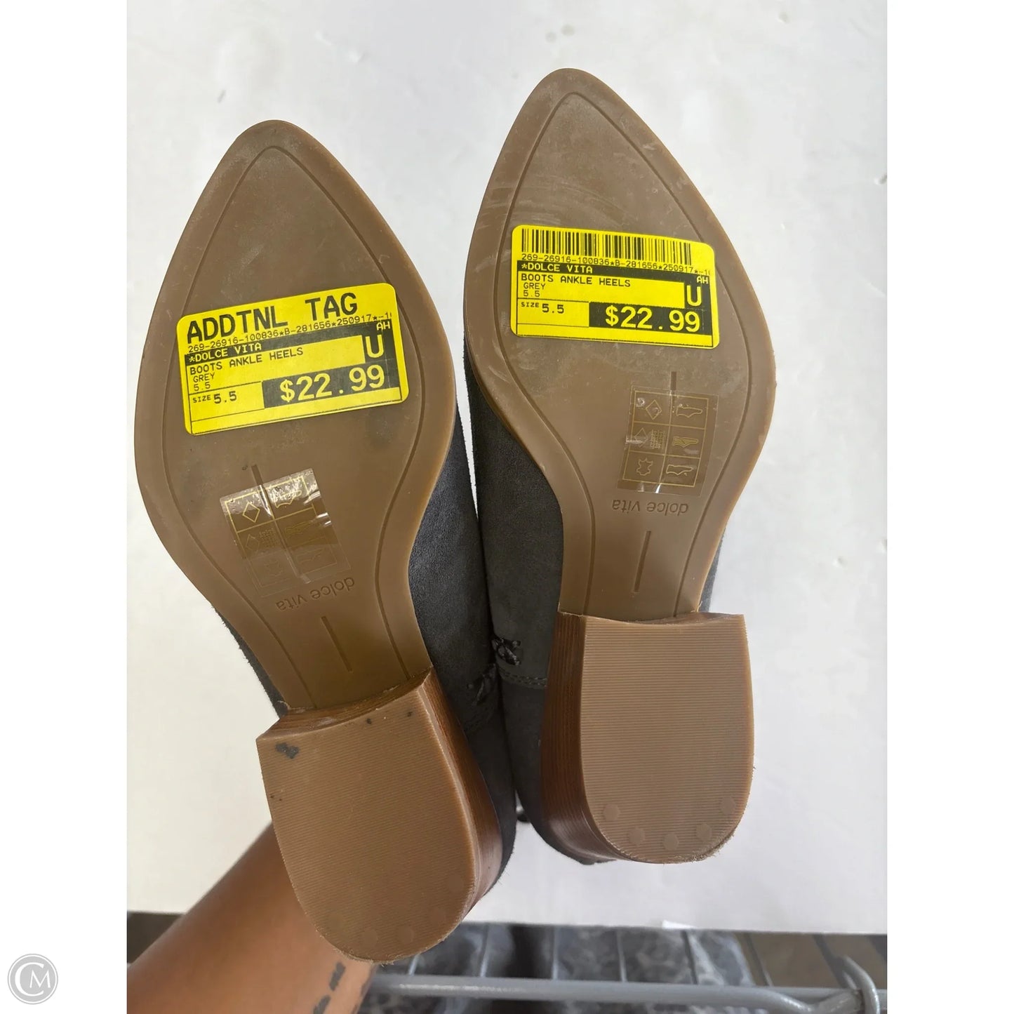 Boots Ankle Heels By Dolce Vita In Grey, Size: 5.5