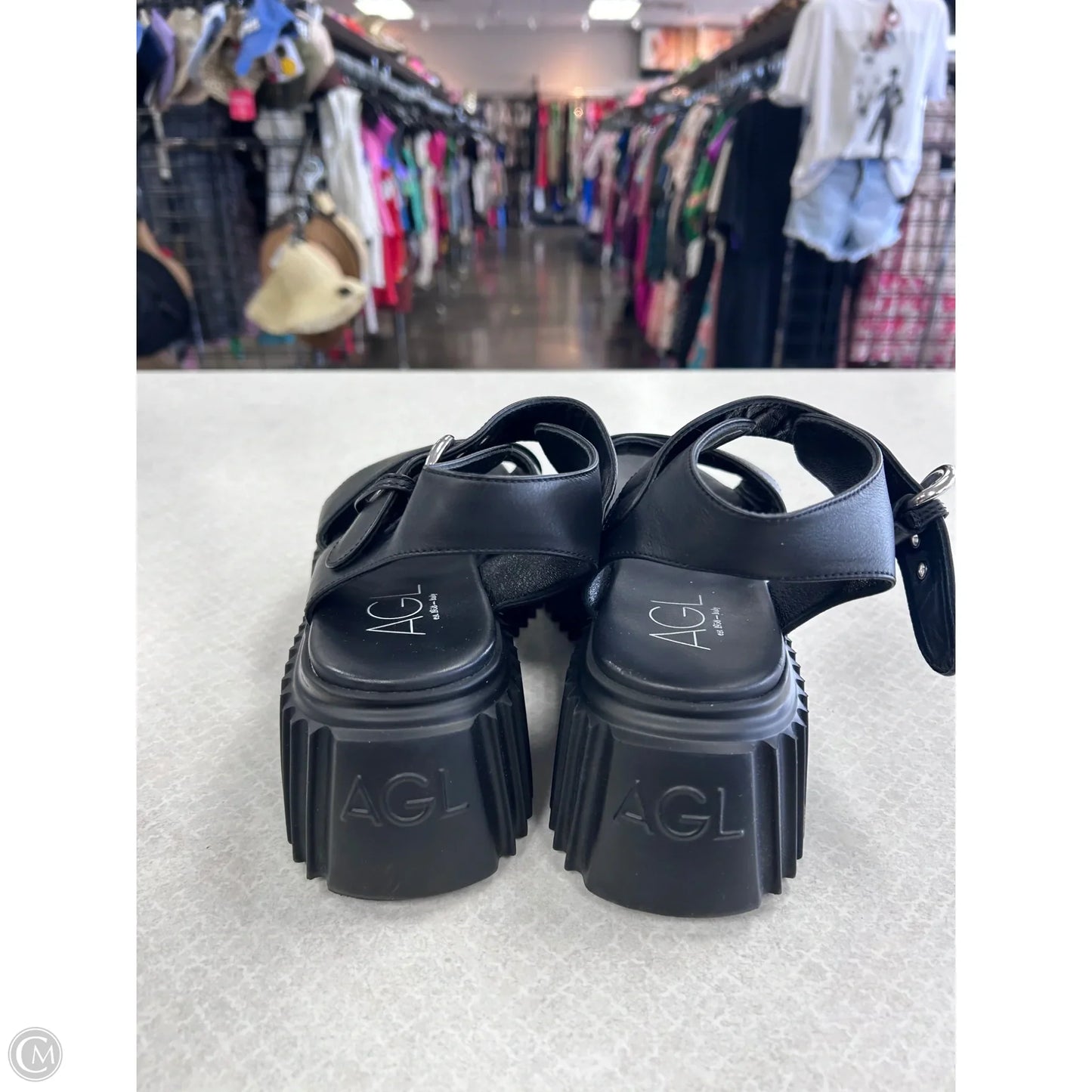 Sandals Heels Platform By Agl In Black, Size: 7.5
