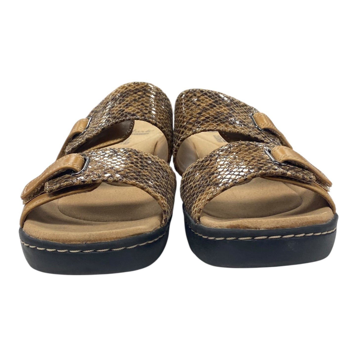 Sandals Heels Wedge By Clarks In Brown, Size:9