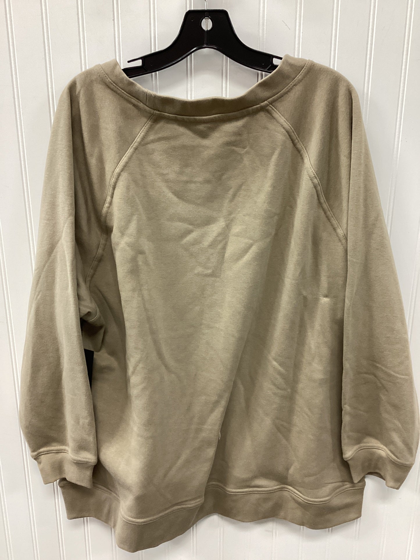 Athletic Sweatshirt Crewneck By Mono B In Taupe, Size:1X