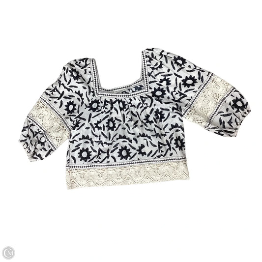 Blouse Short Sleeve By Christian Siriano In Black & Cream, Size: Xs