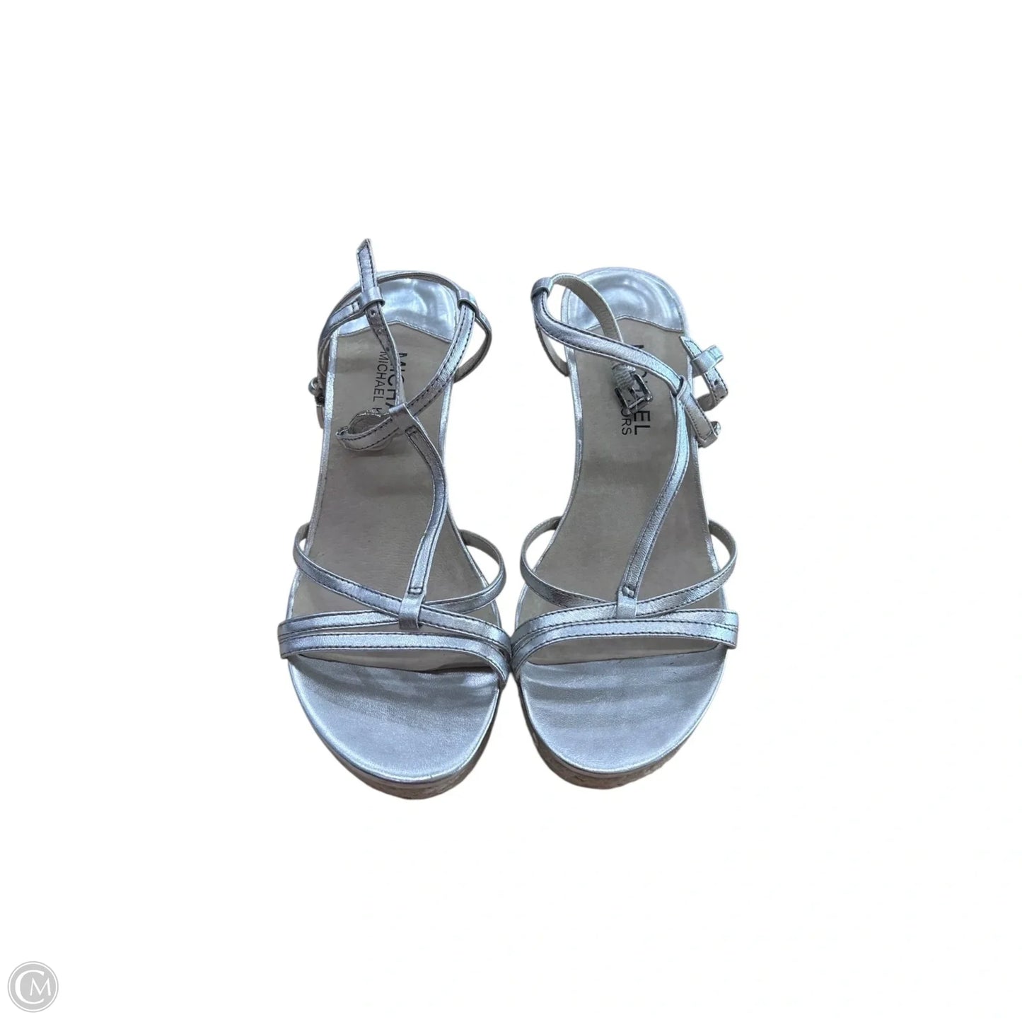Sandals Designer By Michael Kors In Silver, Size: 7