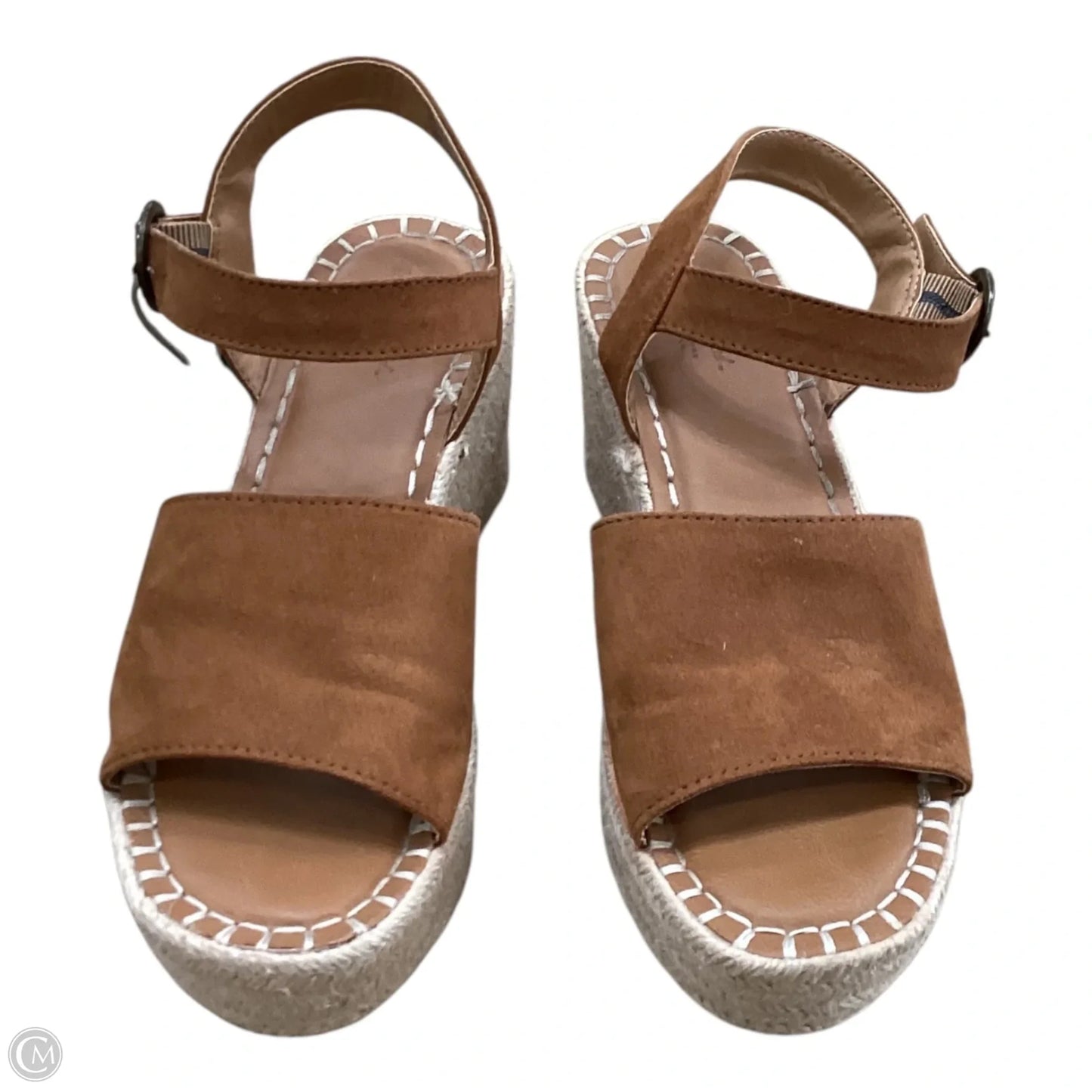 Sandals Heels Wedge By Universal Thread In Brown & Tan, Size: 7.5