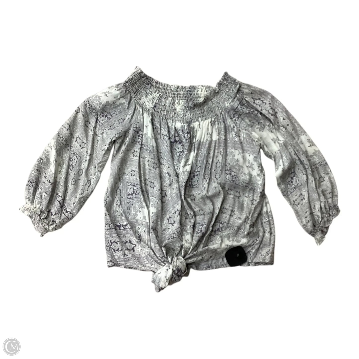 Blouse 3/4 Sleeve By Love Stitch In Cream & Purple, Size: S