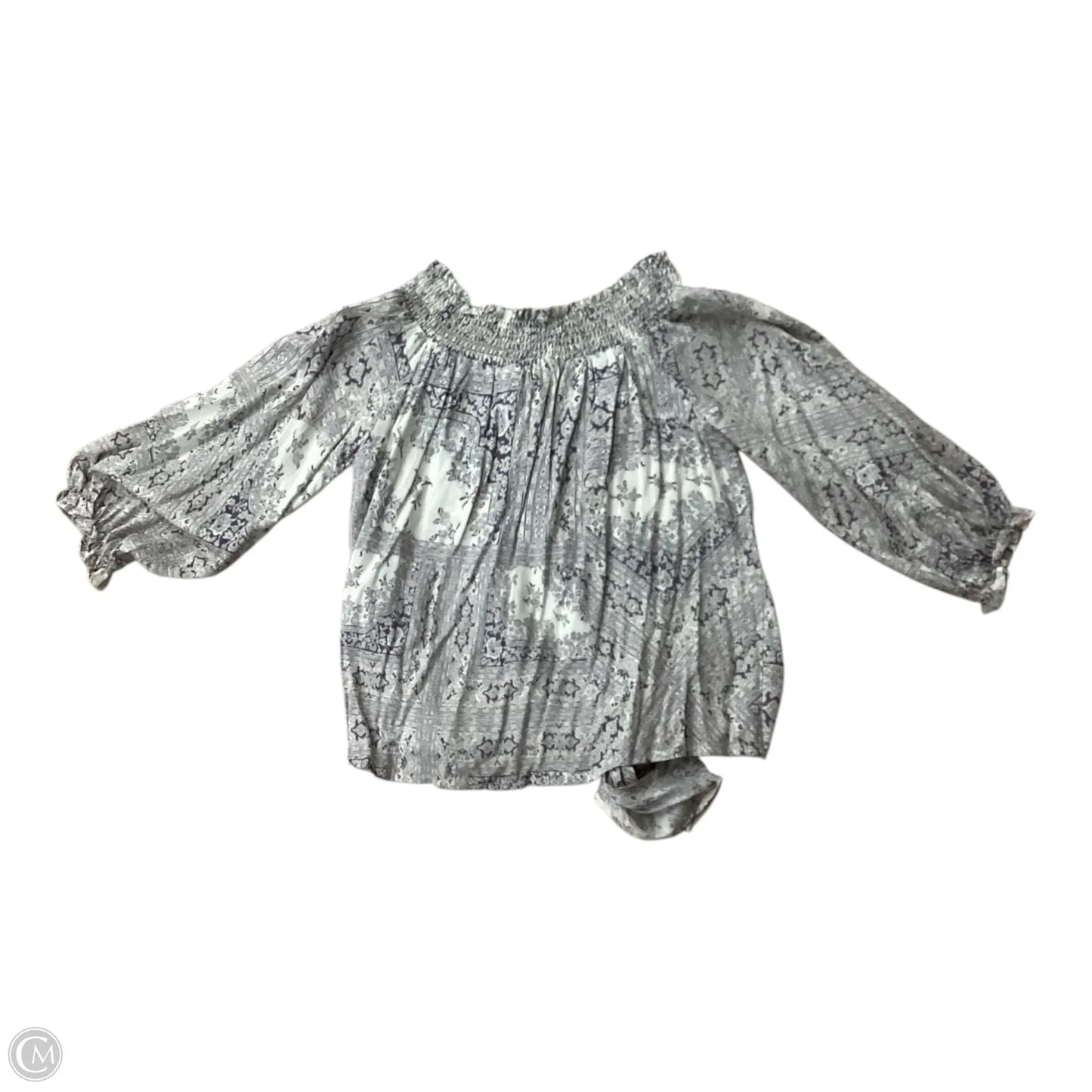 Blouse 3/4 Sleeve By Love Stitch In Cream & Purple, Size: S