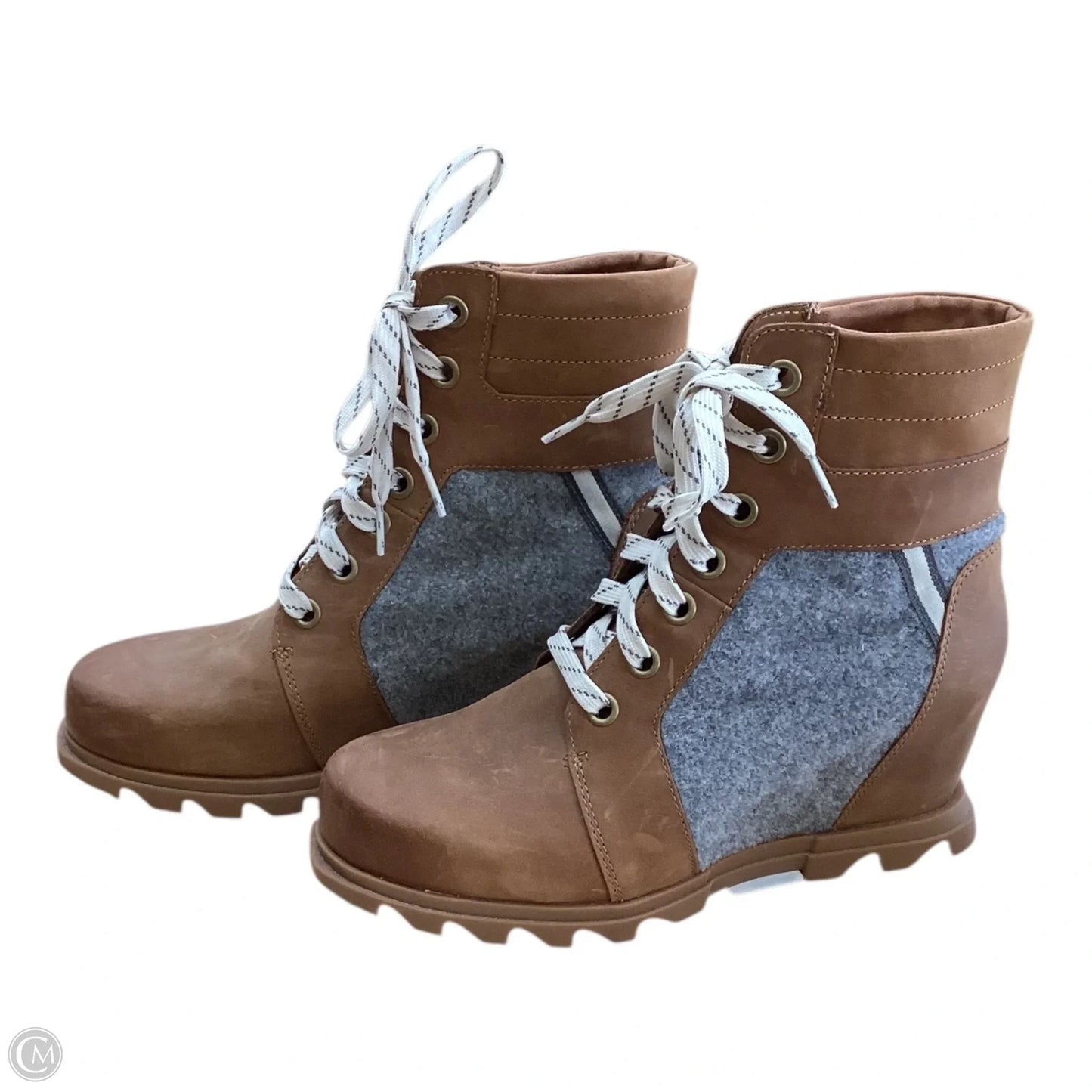 Boots Ankle Heels By Sorel In Brown & Grey, Size: 11