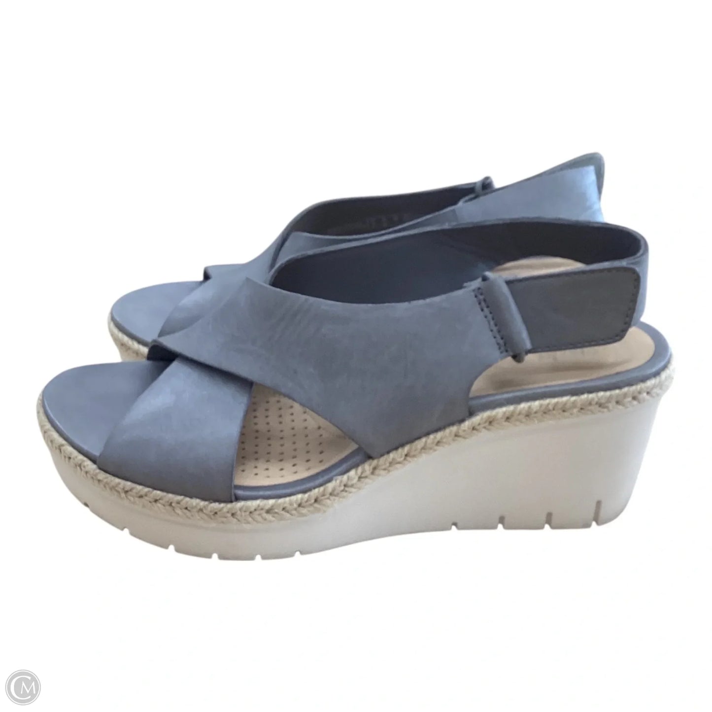 Shoes Heels Wedge By Clarks In Grey, Size: 7.5