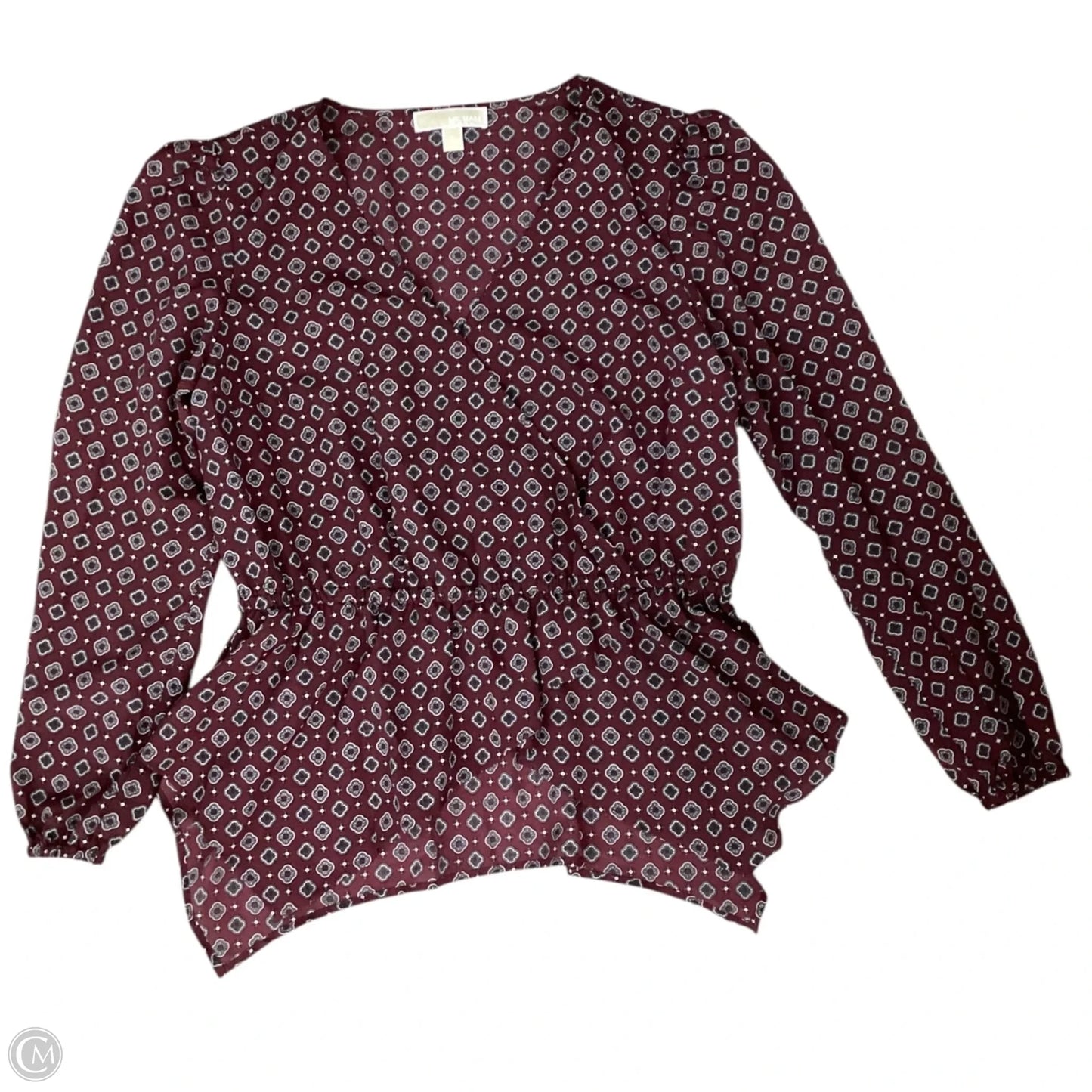 Blouse 3/4 Sleeve By Michael By Michael Kors In Maroon, Size: Xl