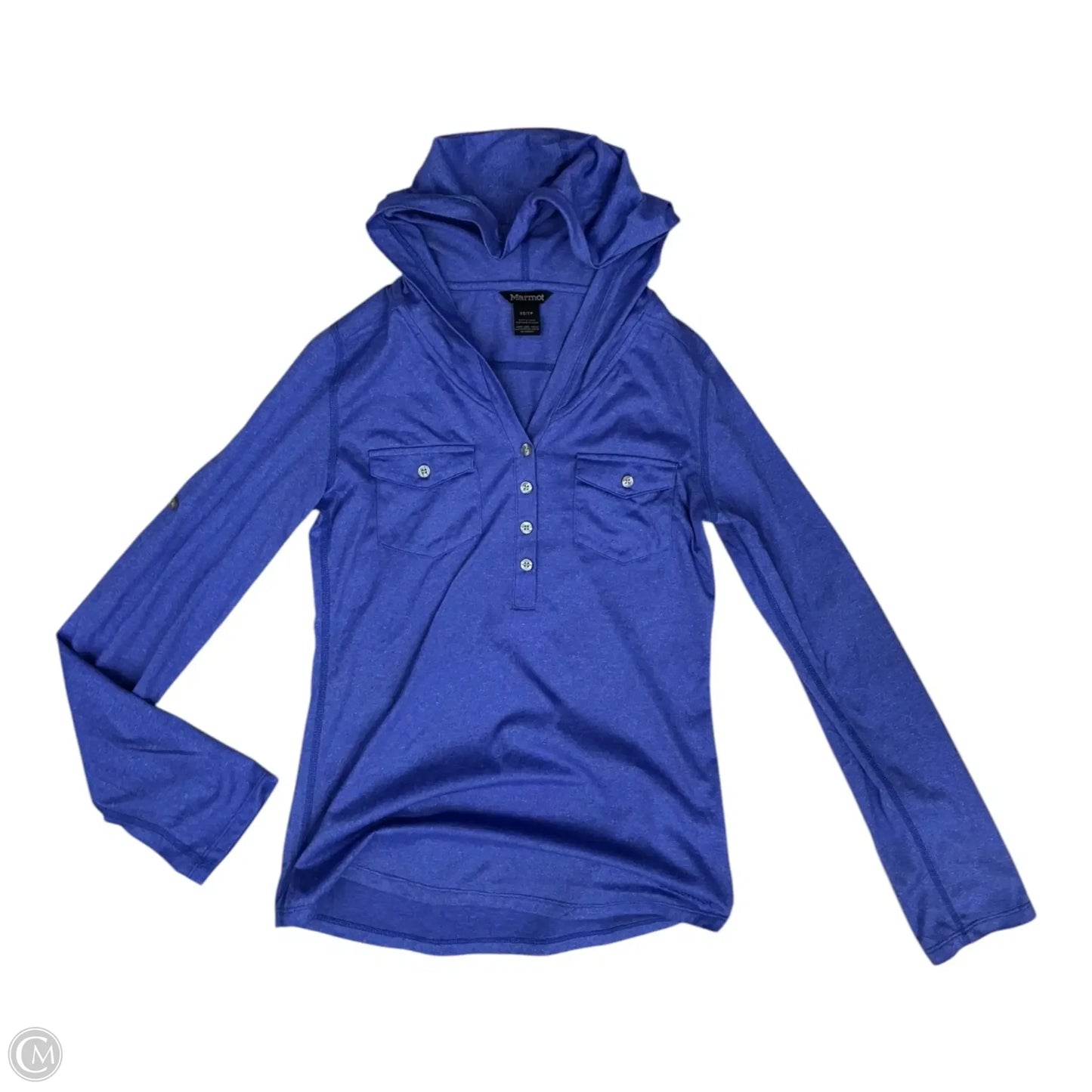 Athletic Top Long Sleeve Hoodie By Marmot In Blue, Size: Xs