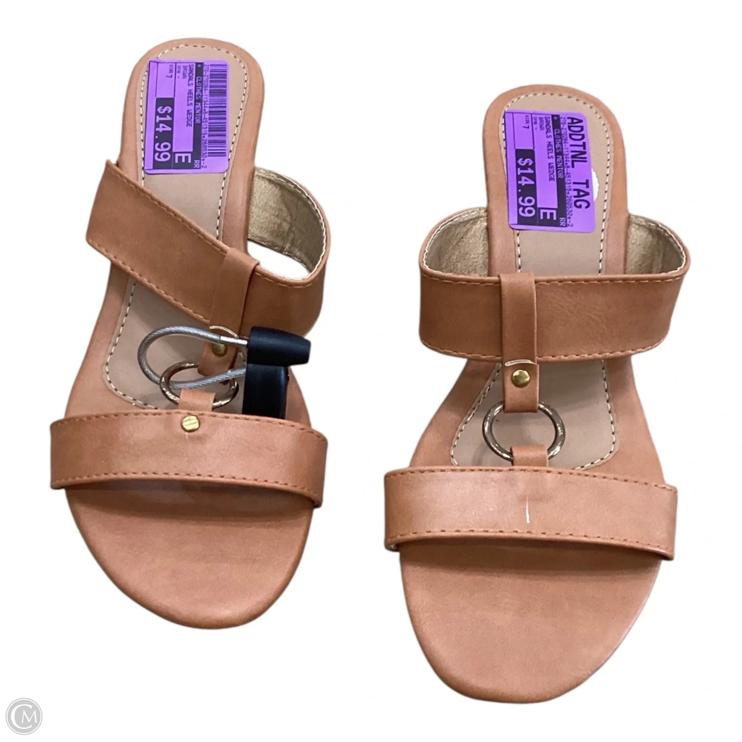 Sandals Heels Wedge By Clothes Mentor In Brown, Size: 7