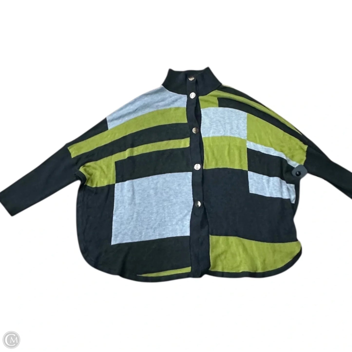 Sweater Cardigan By Joseph A. In Green & Grey, Size: L