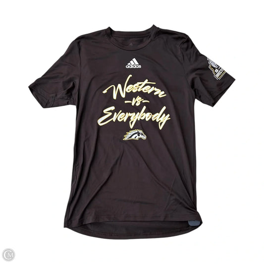 Athletic Top Short Sleeve By Adidas In Brown, Size: S
