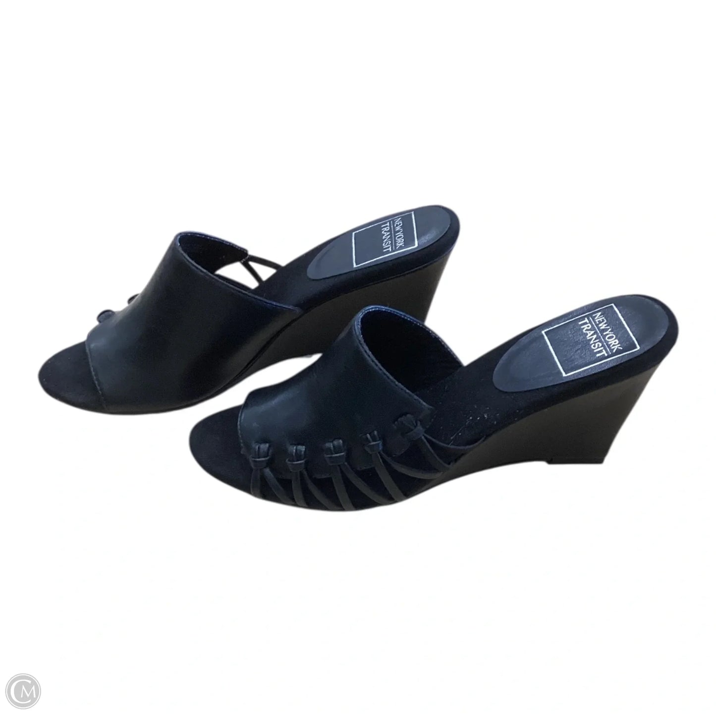 Sandals Heels Wedge By Clothes Mentor In Black, Size: 8.5