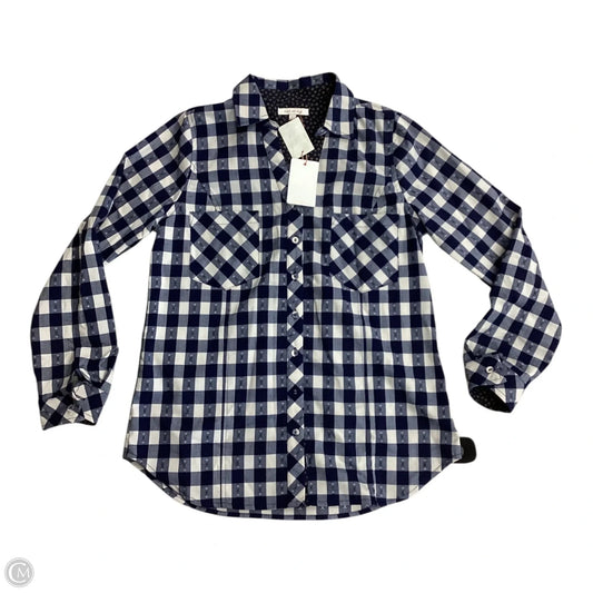 Top Long Sleeve By Skies Are Blue In Blue & Cream, Size: S