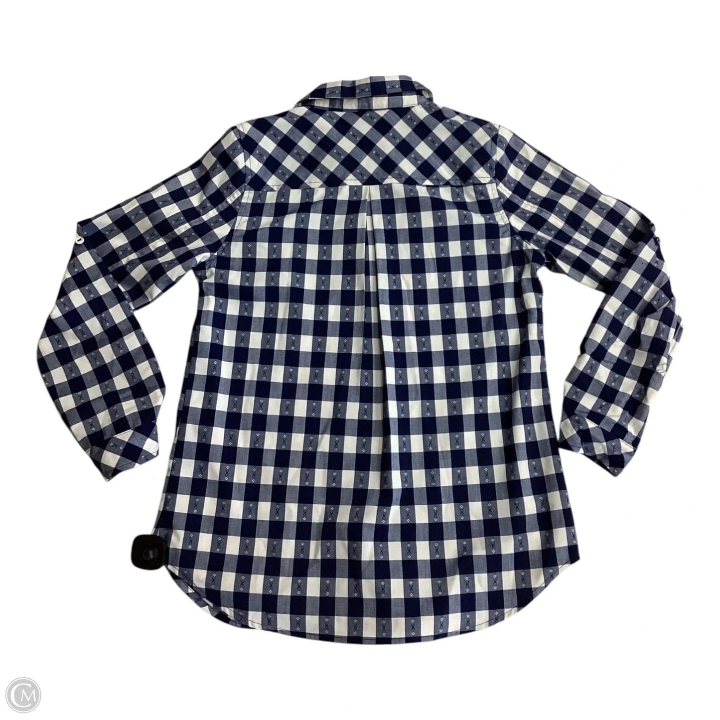 Top Long Sleeve By Skies Are Blue In Blue & Cream, Size: S