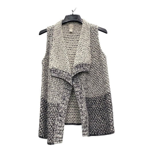 Vest Sweater By Chicos In Black & Cream, Size:M