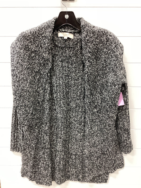Sweater Cardigan By Loft In Black & White, Size:M