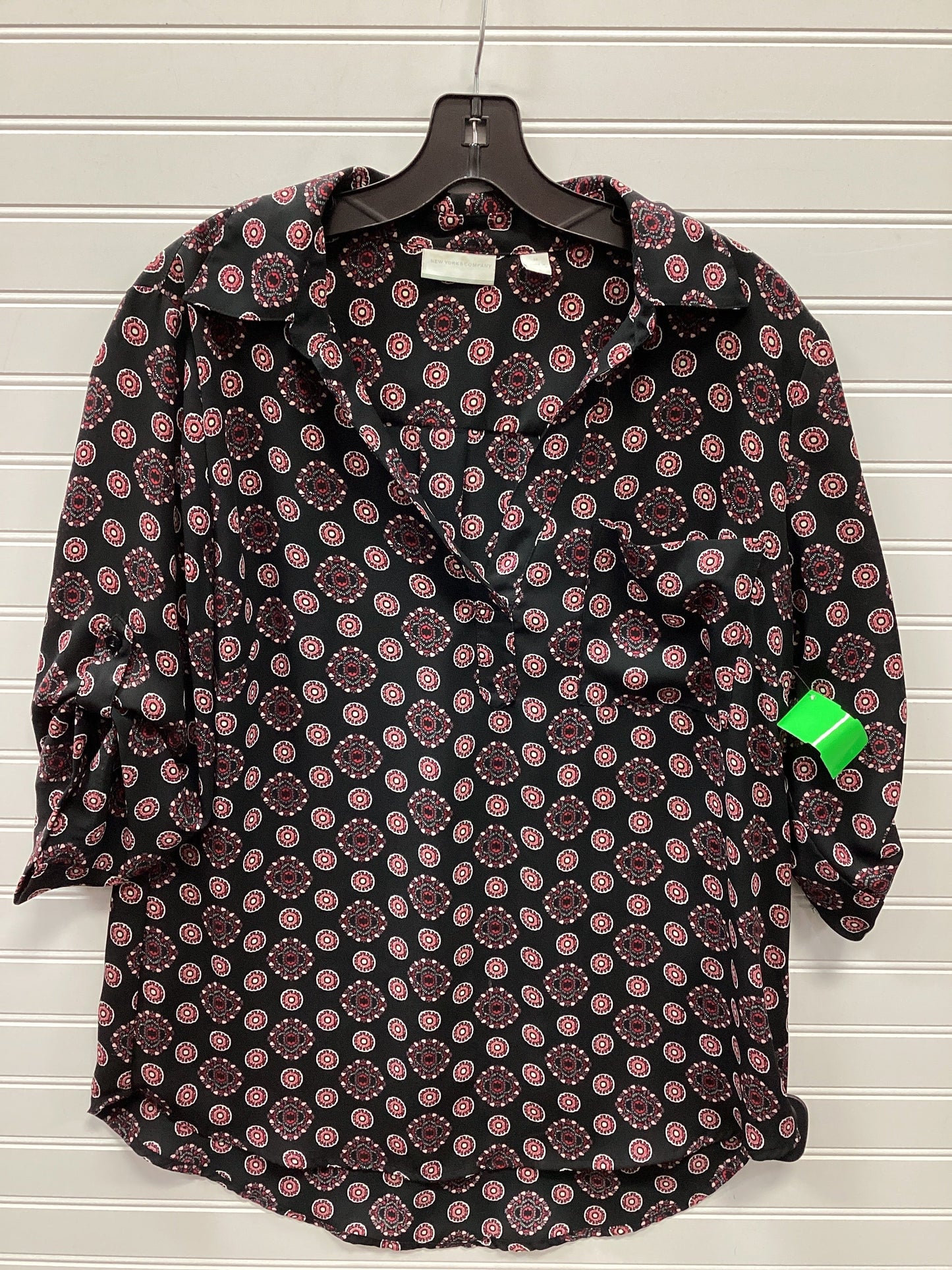 Blouse Ls By New York And Co In Black, Size:M