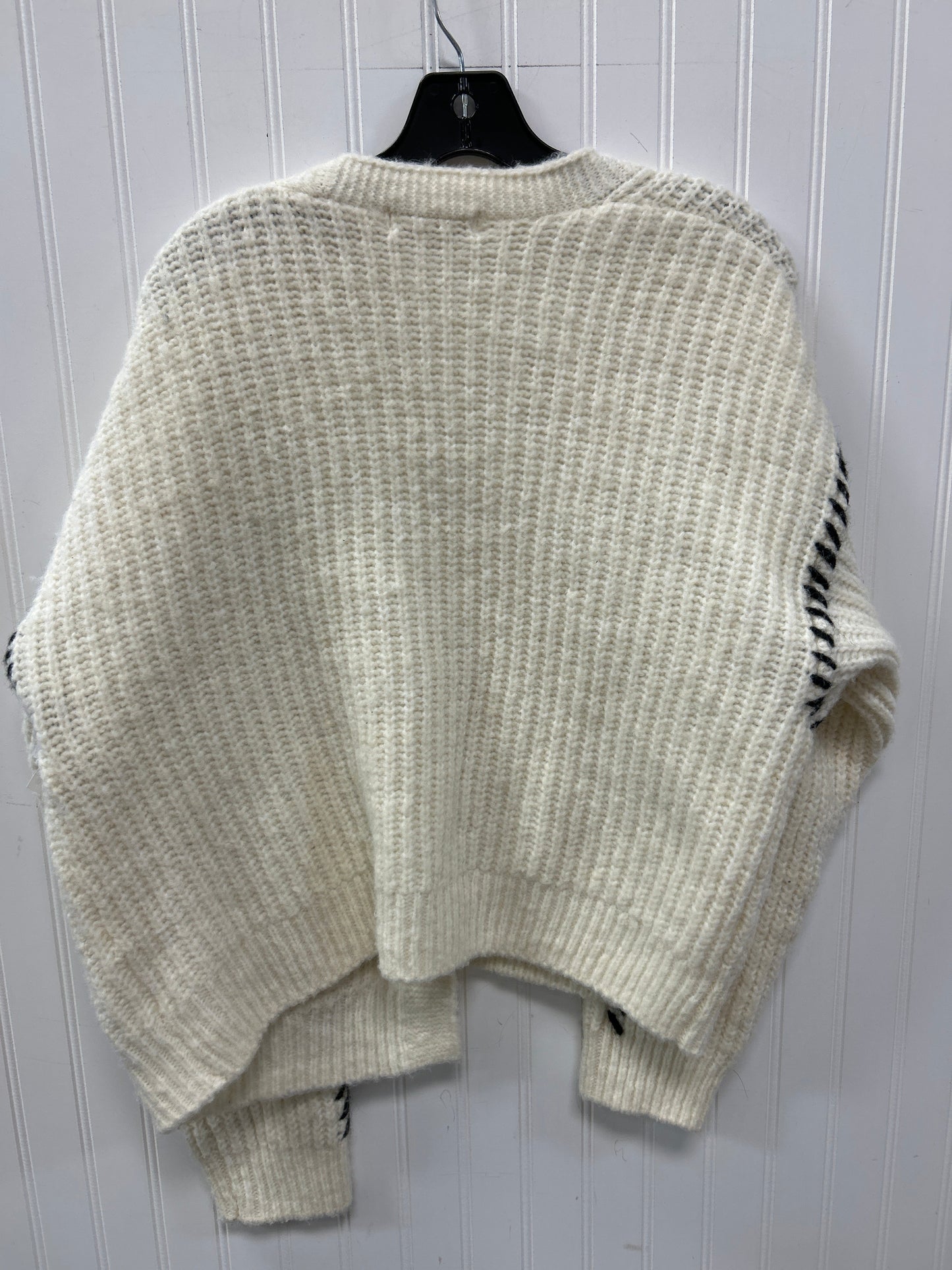 Sweater Cardigan By Flat White In Cream, Size:Osfm