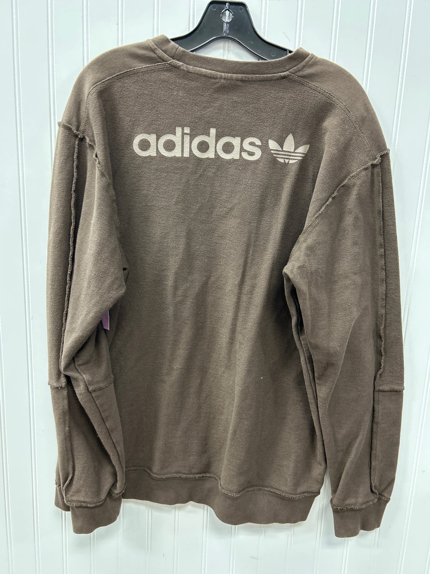 Athletic Top Ls Crewneck By Adidas In Brown, Size:L