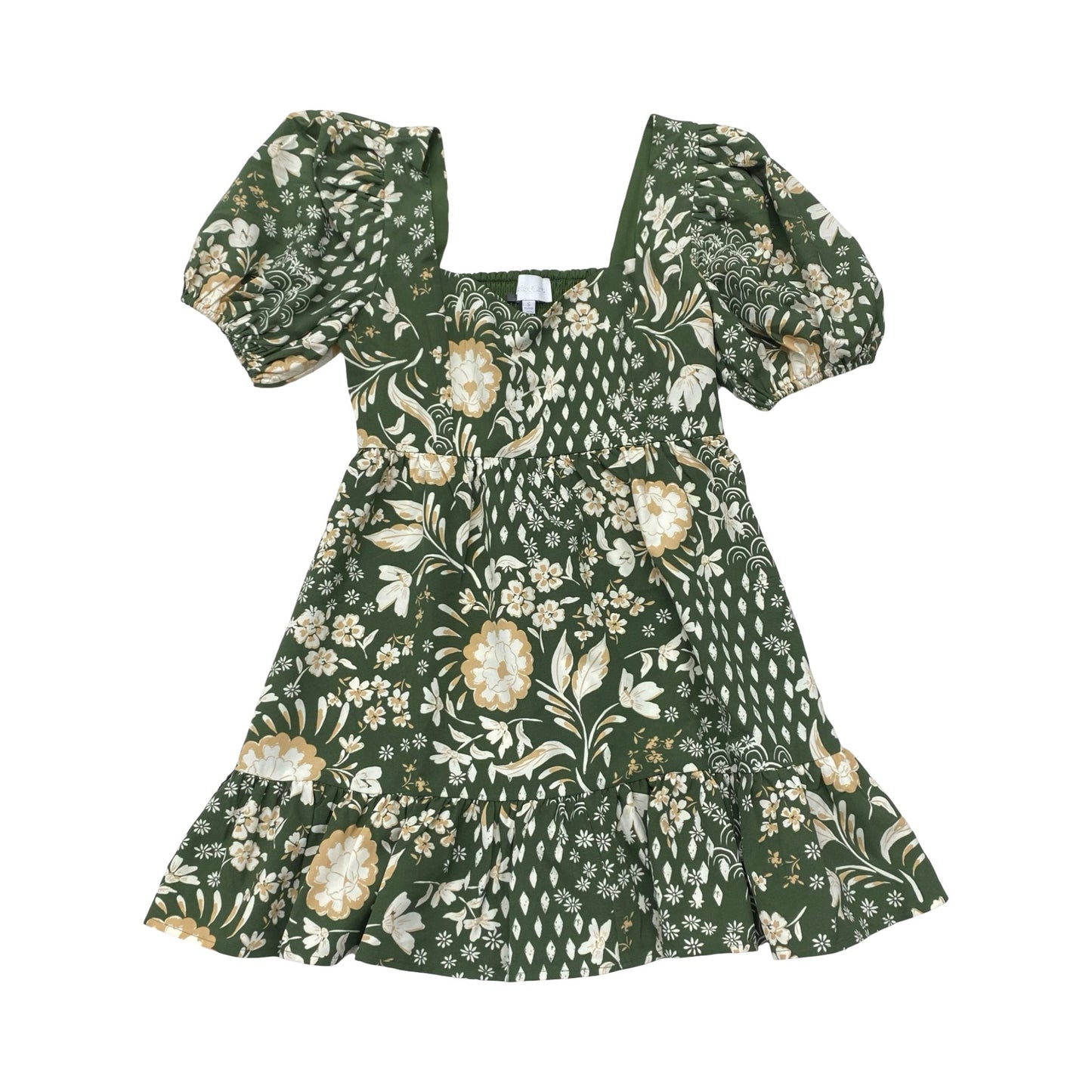 Dress Casual Short By Sugar Lips In Green & Tan, Size:S