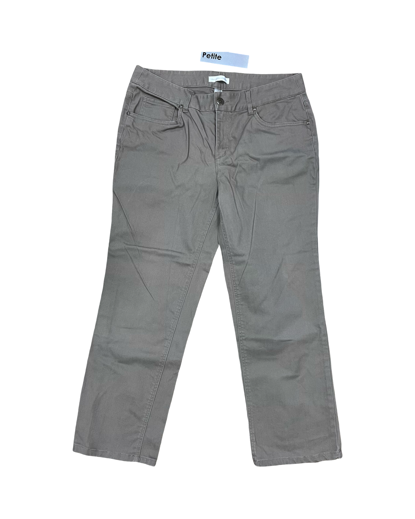 Jeans Straight By Christopher And Banks In Taupe, Size:12P