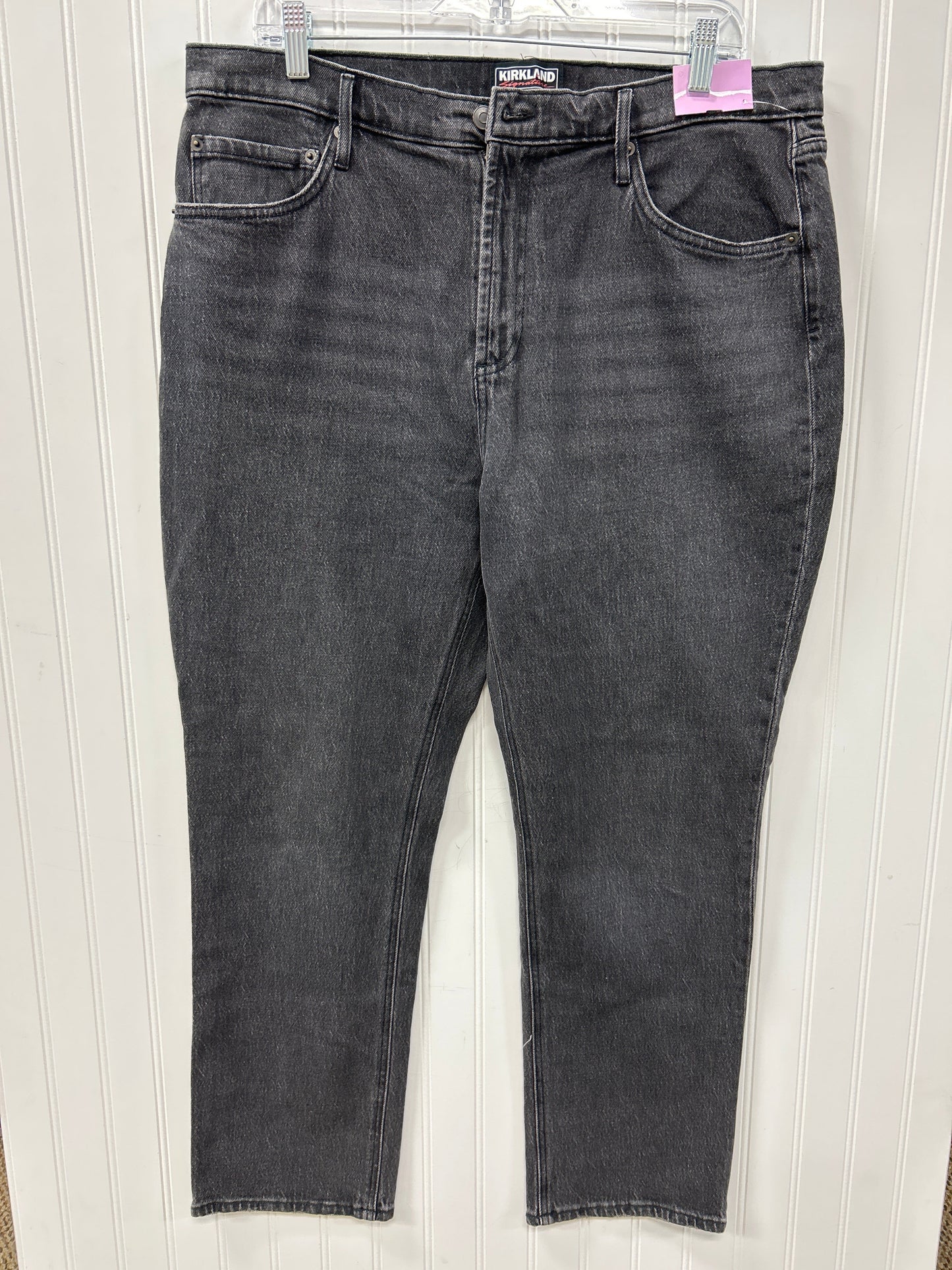 Jeans Straight By Kirkland In Black Denim, Size:14