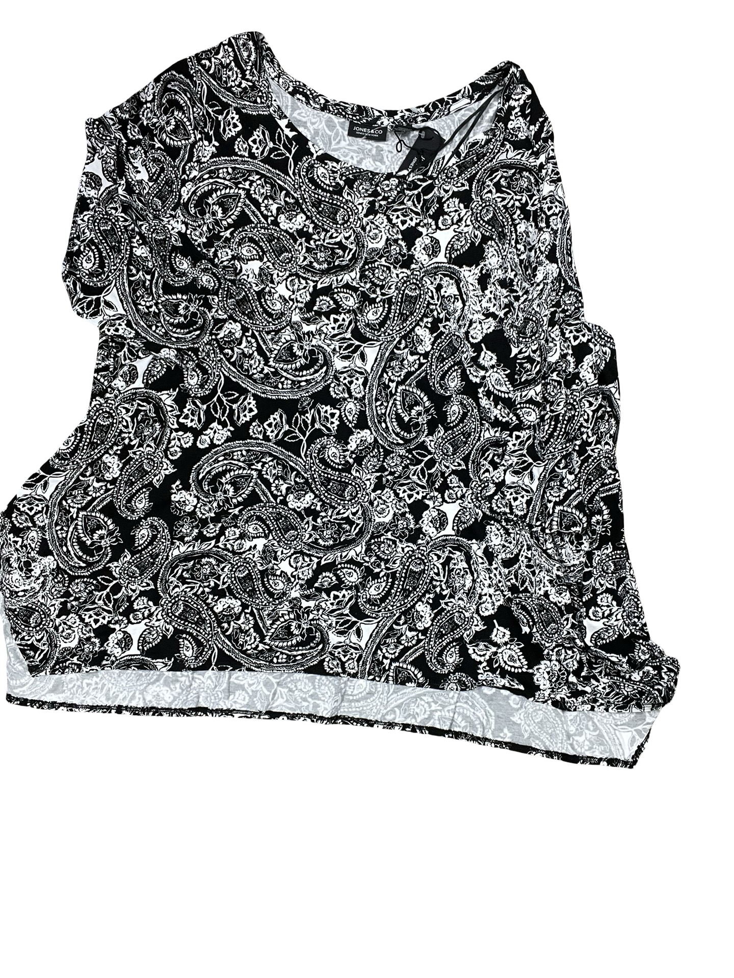Top 3/4 Sleeve By Jones New York In Black & White, Size:2X