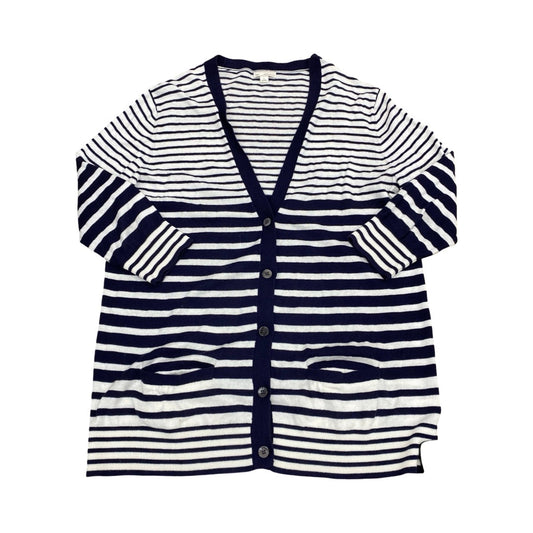 Sweater Cardigan By Gap In Blue & White, Size:L