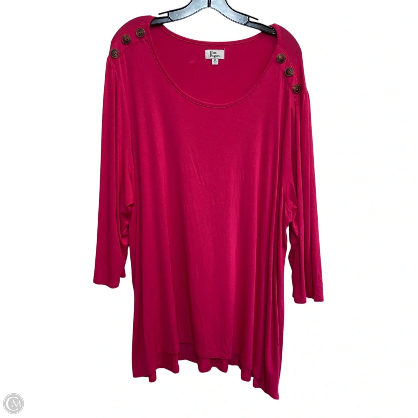 Top 3/4 Sleeve Basic By Kim Rogers In Pink, Size: 3x