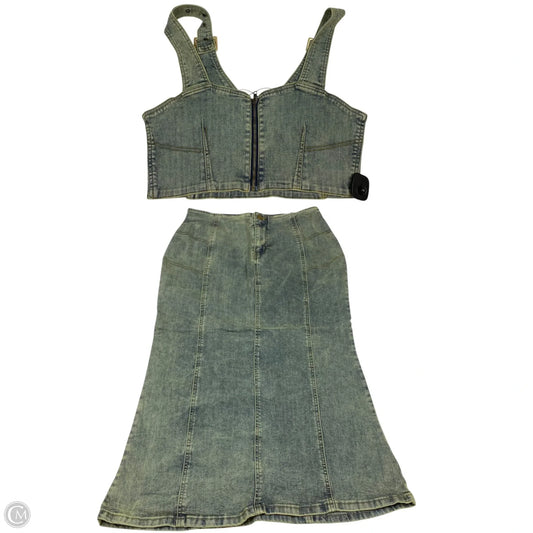 Skirt Set 2pc By Fashion Nova In Blue Denim, Size: Xl