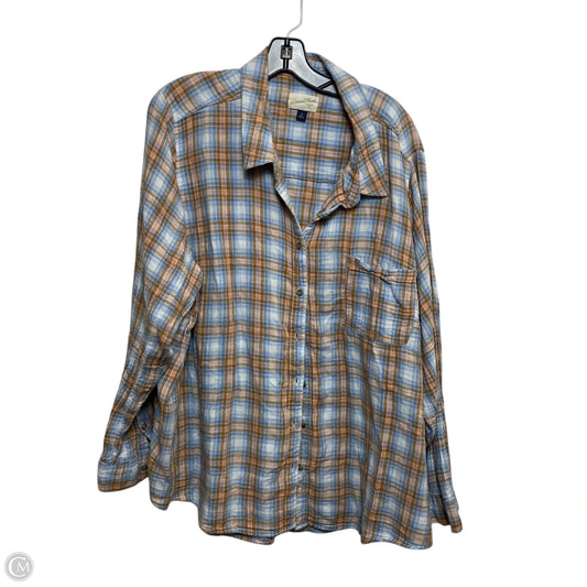 Top Long Sleeve By Universal Thread In Blue & Tan, Size: 3x