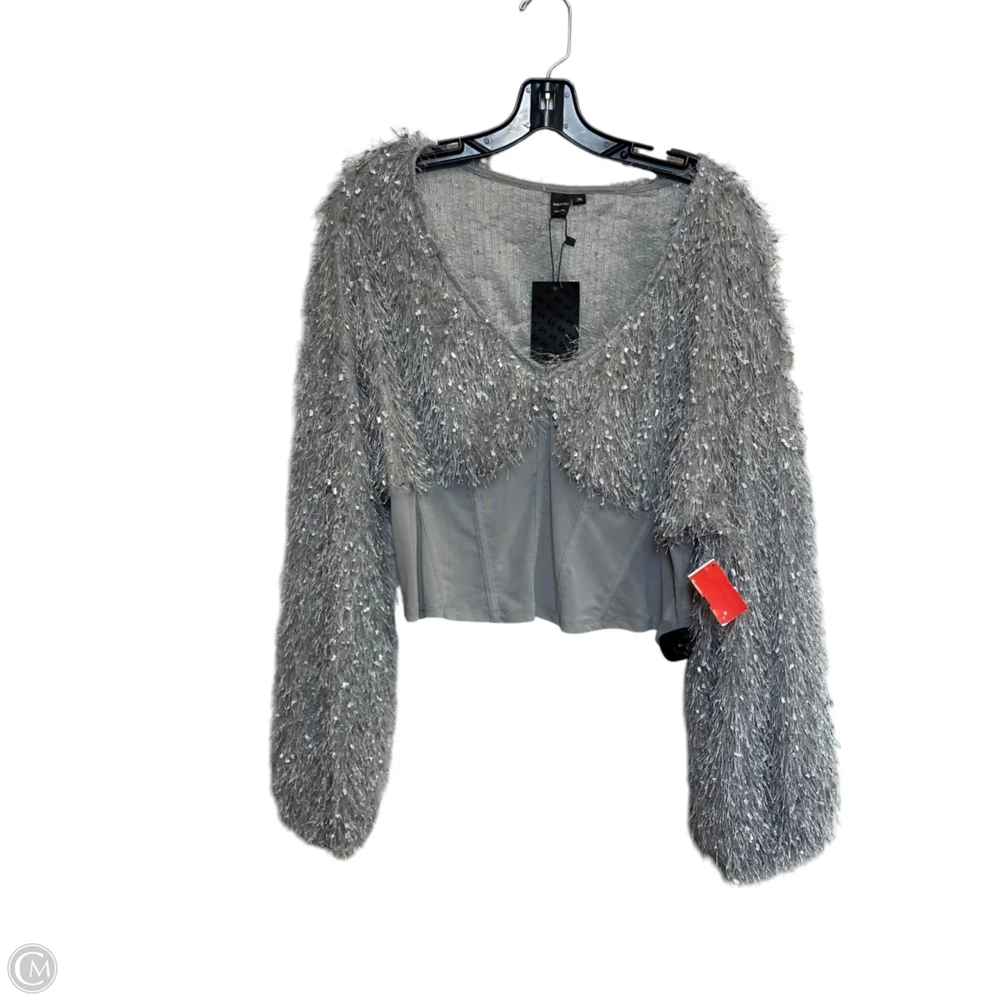 Top Long Sleeve By Shein In Grey, Size: 3x