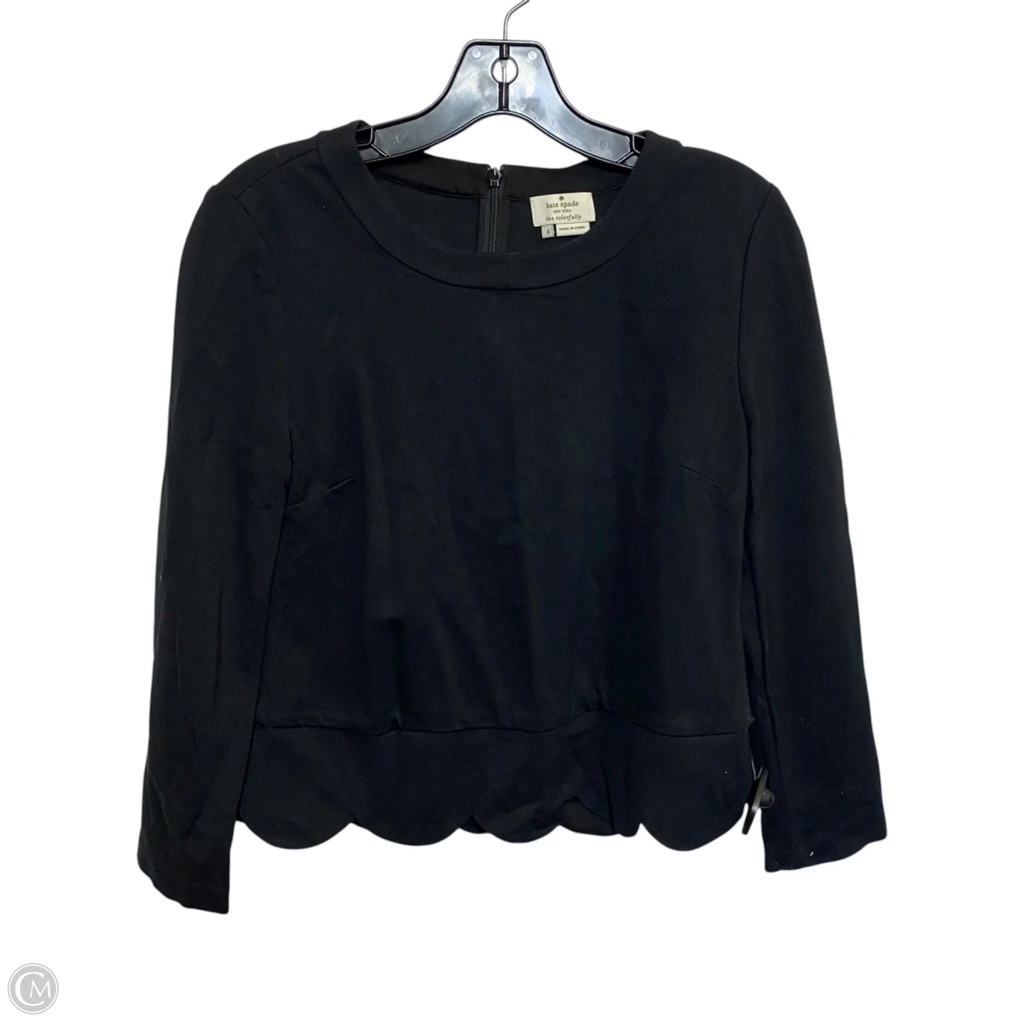 Top Long Sleeve Designer By Kate Spade In Black, Size: S