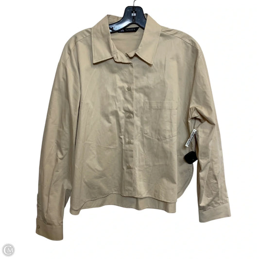 Top Long Sleeve By Zara In Tan, Size: L