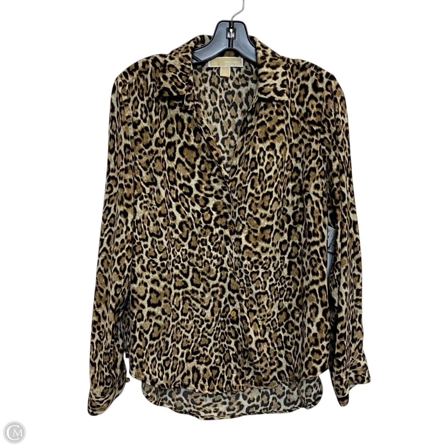 Blouse Long Sleeve By Michael By Michael Kors In Animal Print, Size: L