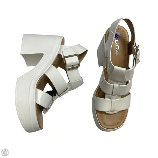 Sandals Heels Block By Soda In White, Size: 8