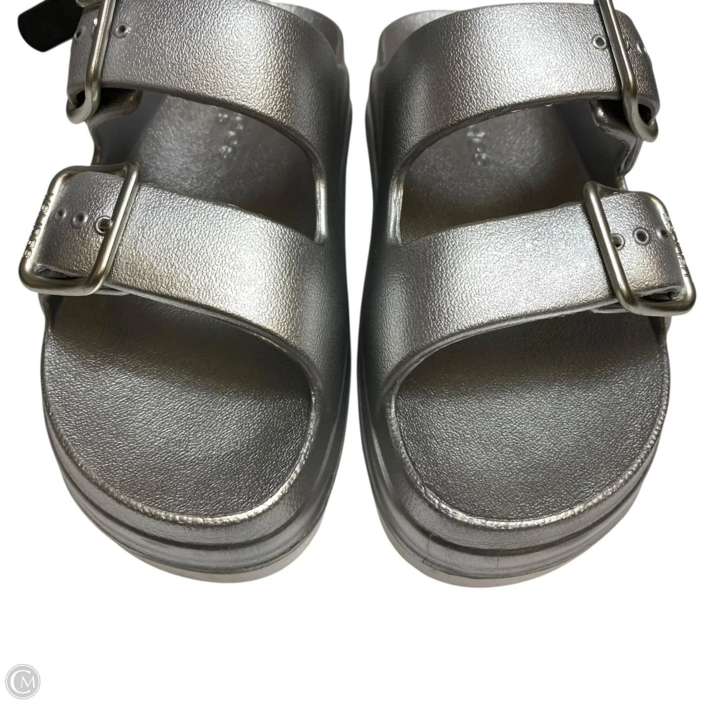 Sandals Heels Platform By J Slides In Silver, Size: 6