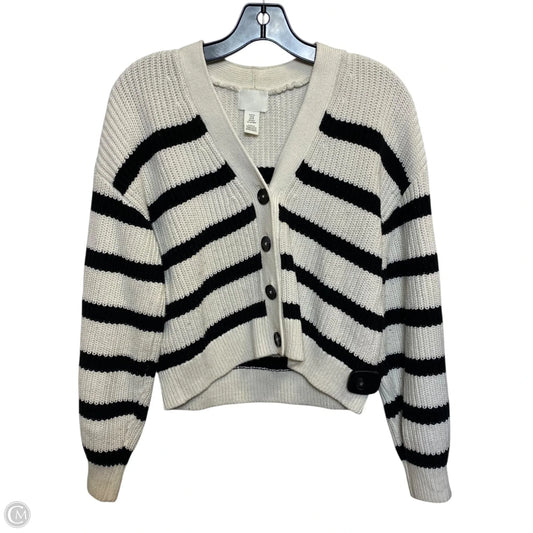 Sweater Cardigan By H&m In Black & Cream, Size: Xs