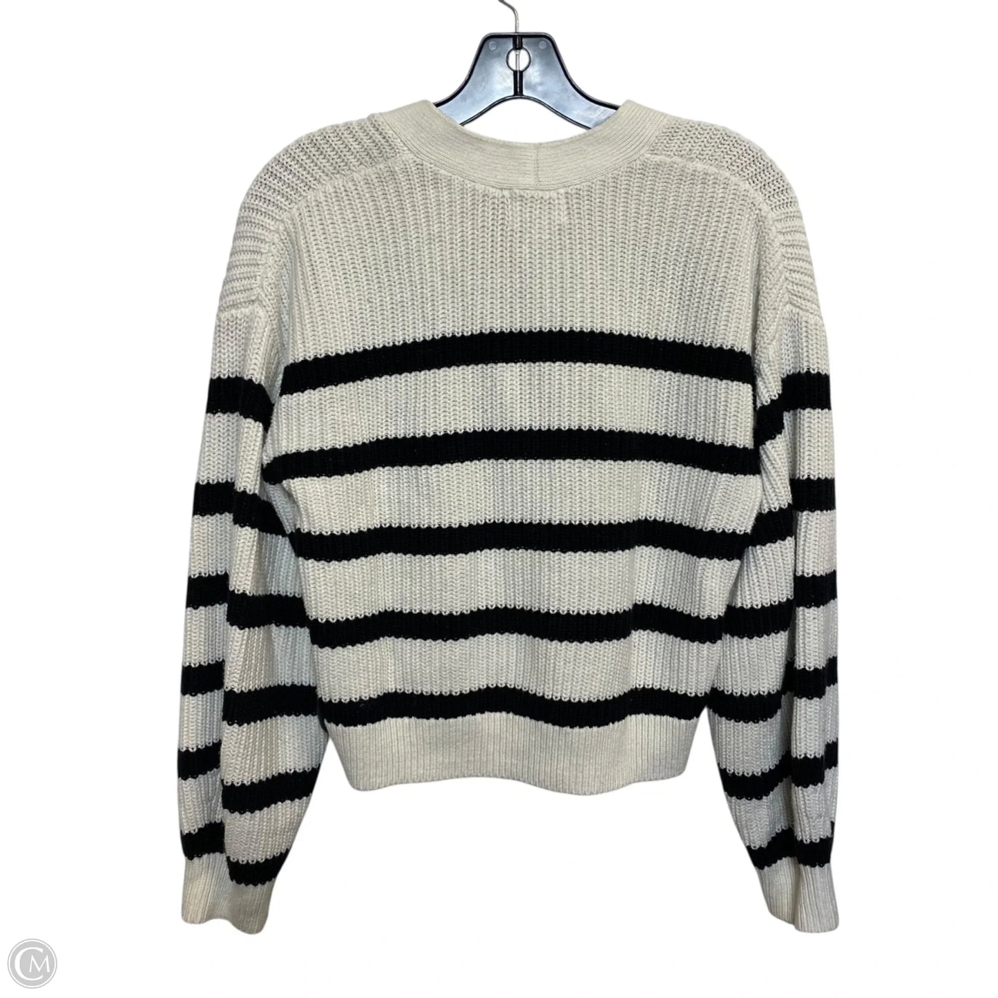 Sweater Cardigan By H&m In Black & Cream, Size: Xs