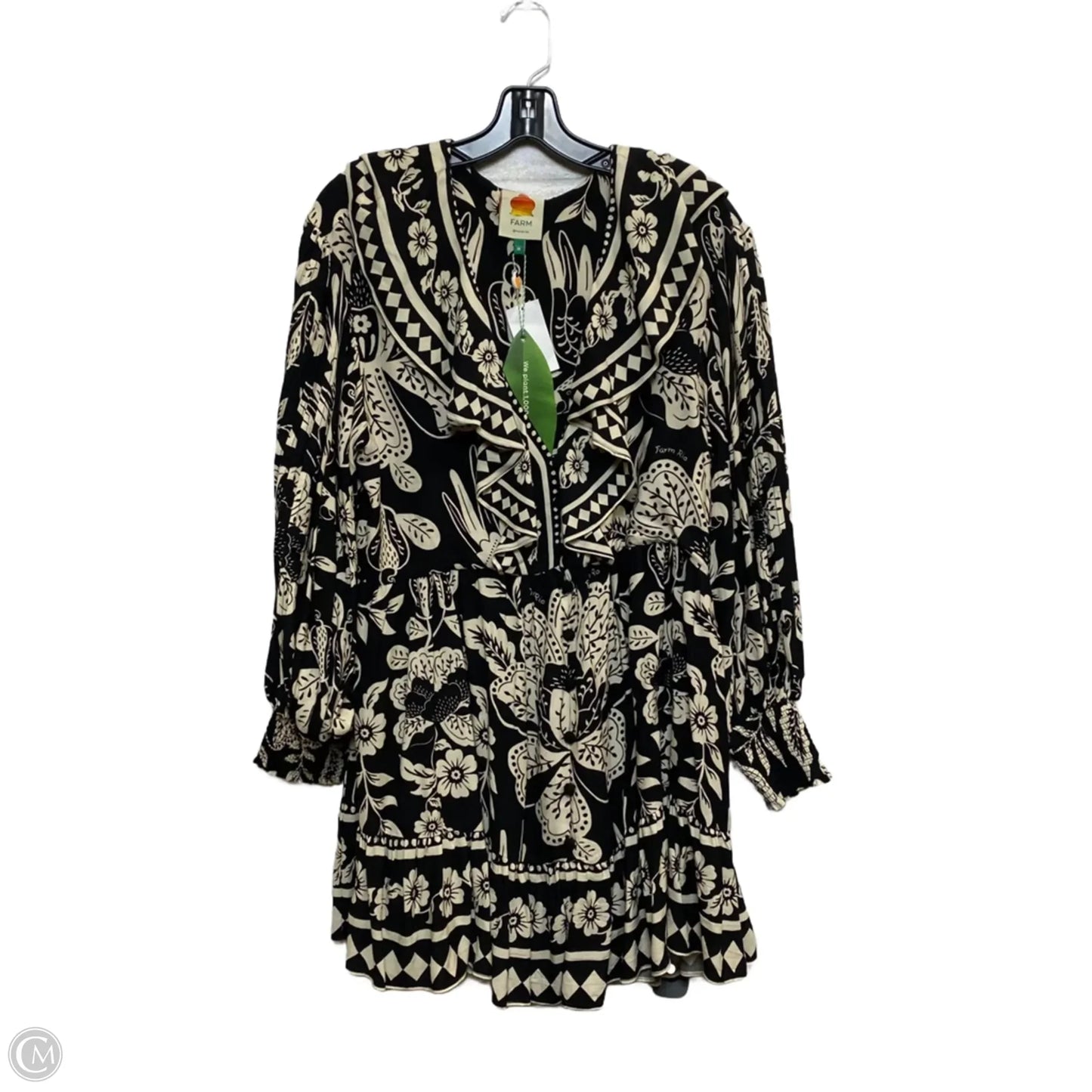 Dress Designer By Farm Rio In Black & Cream, Size: M