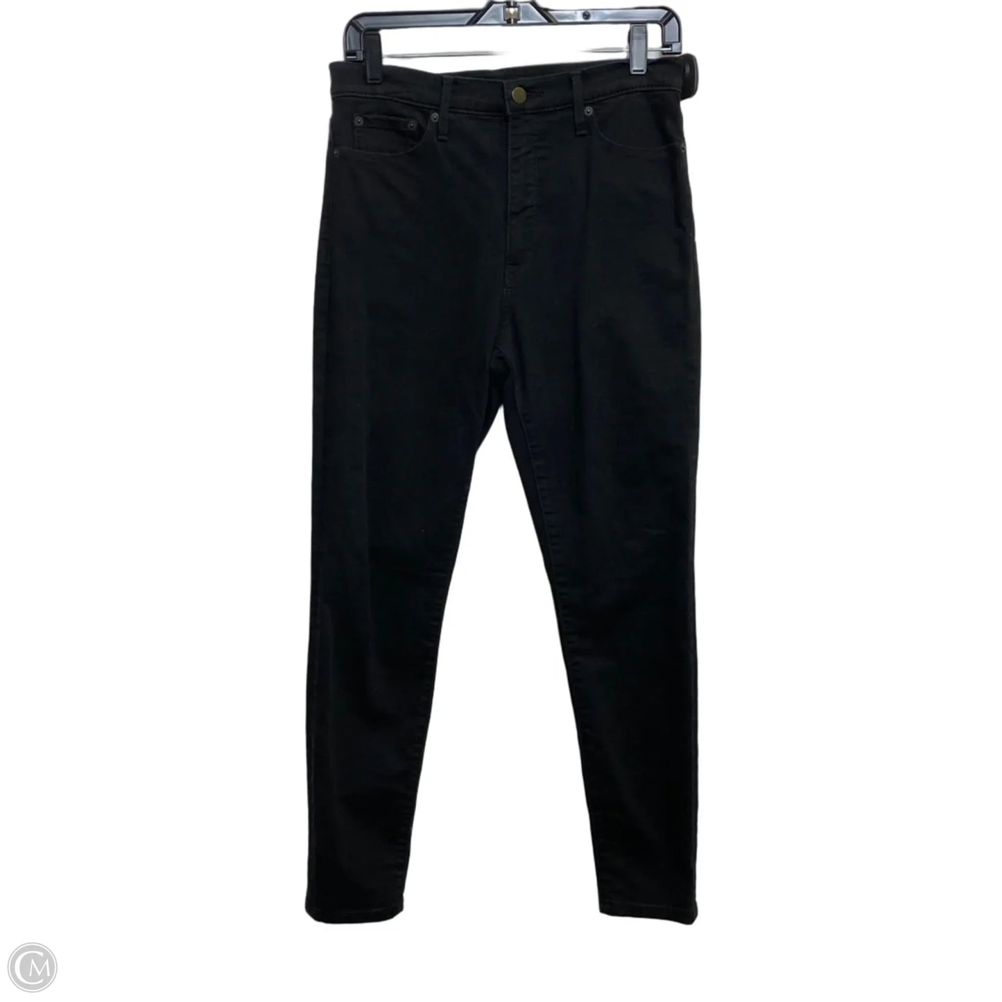 Jeans Flared By Banana Republic In Black Denim, Size: 8